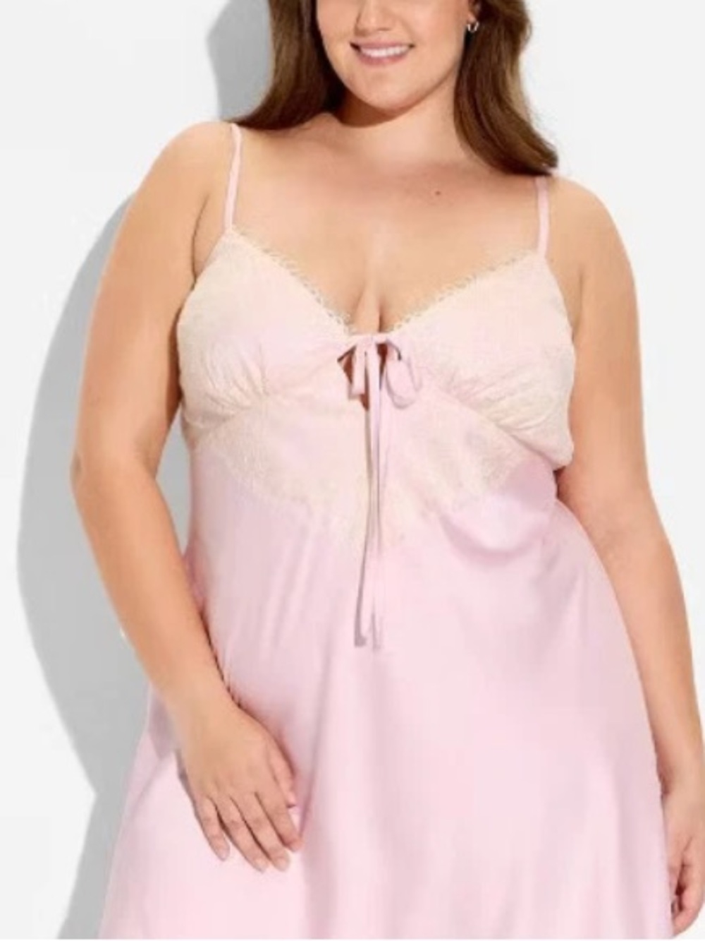 Wild Fable Plus‎ Size Lace Trim Chemise Nightdress - Light Pink